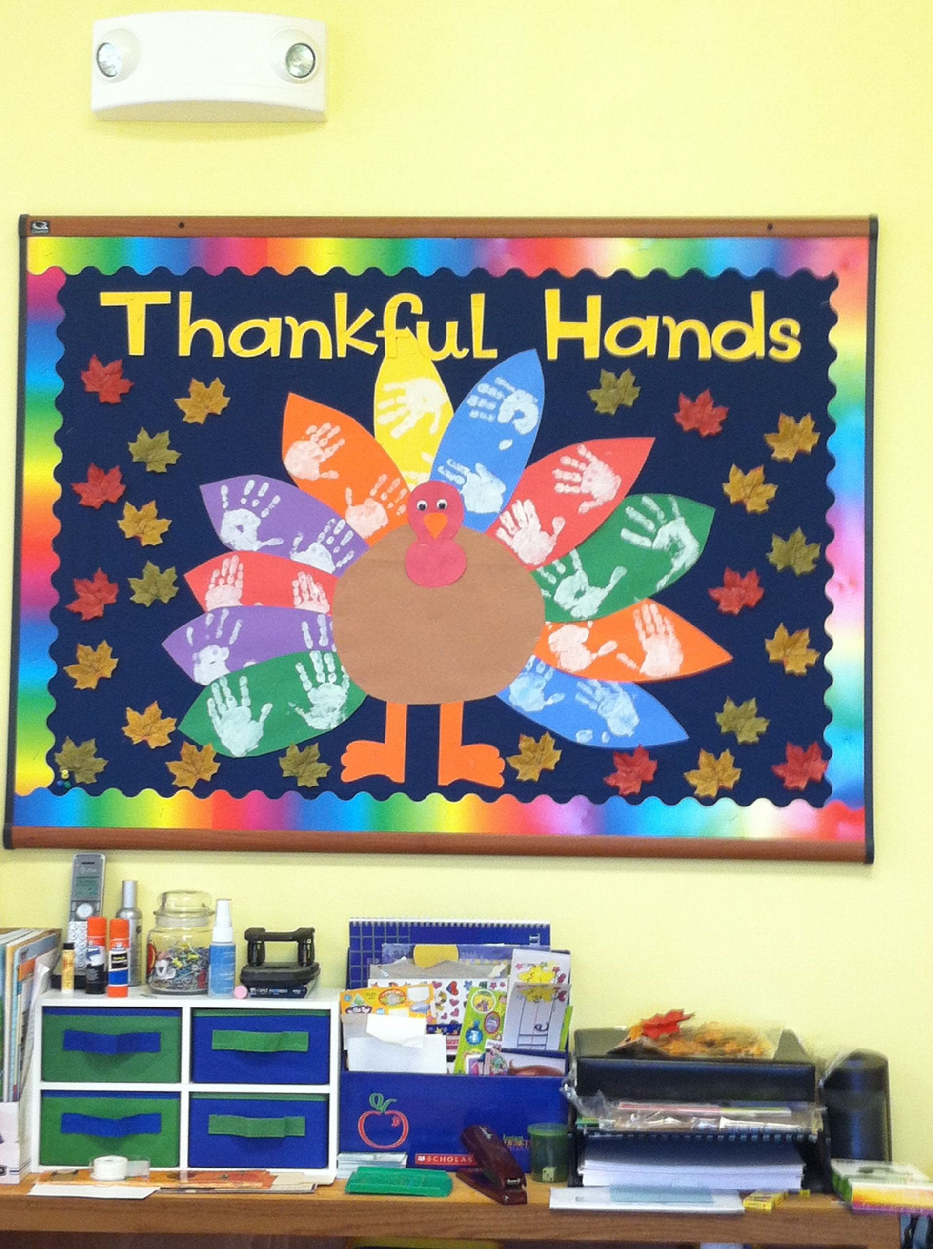 Thanksgiving Bulletin Board Ideas For Preschool
 Thanksgiving Bulletin Board CMs thankful notes on tail
