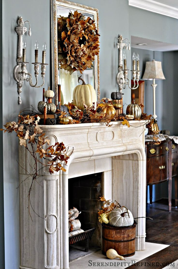 Thanksgiving Mantel Decor
 Fireplace Mantel Decor Ideas for Decorating for Thanksgiving