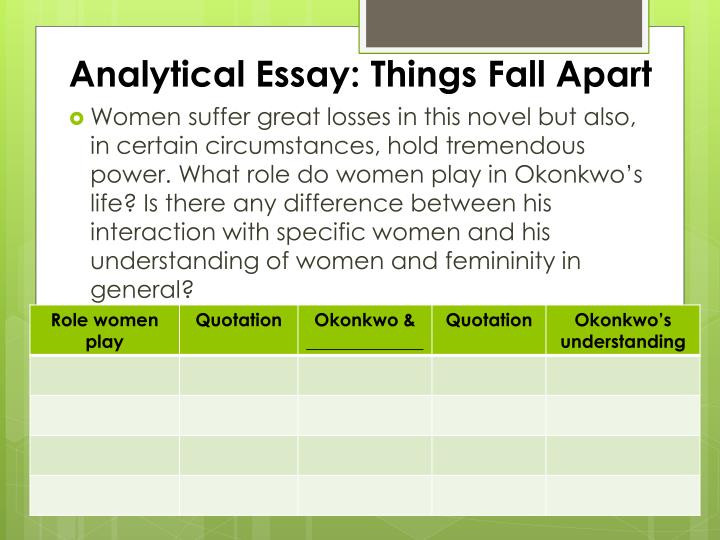Things Fall Apart Gender Quotes
 PPT Analytical Essay Things Fall Apart PowerPoint