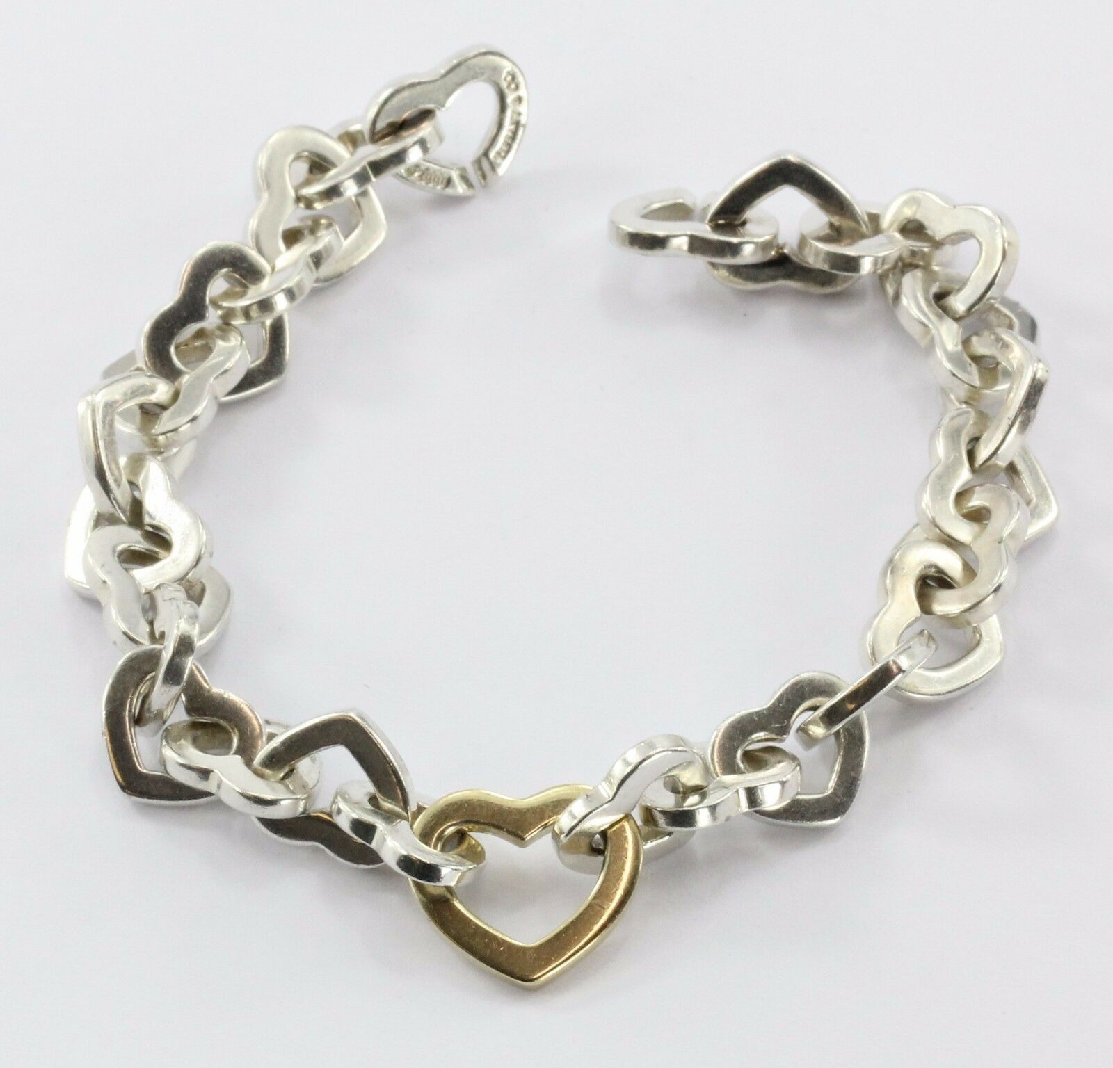 Tiffany And Co Bracelet 925
 Tiffany & Co Heart Link 925 Sterling 750 18K Gold Bracelet