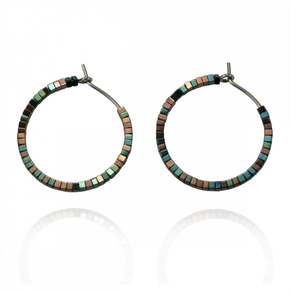 Titanium Hoop Earrings
 Titanium earrings with hematite beads hypoallergenic
