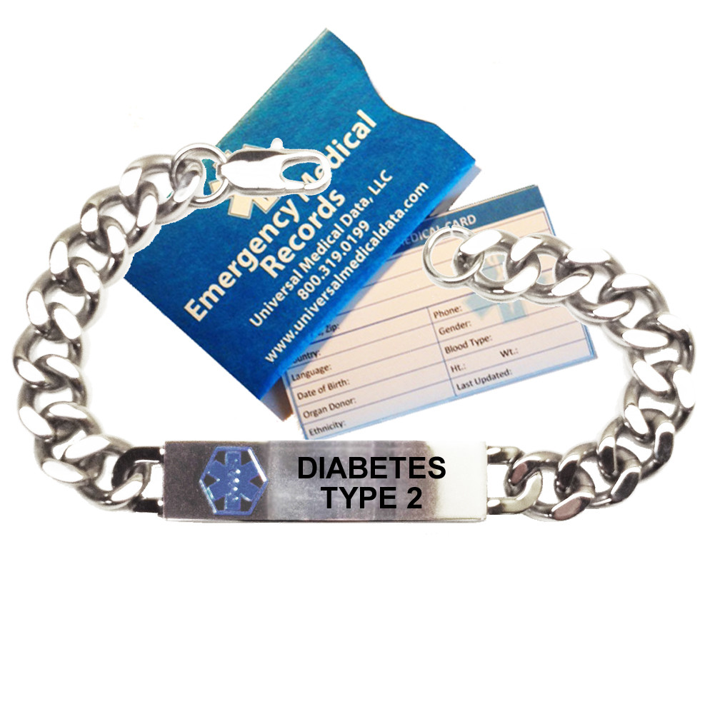 Type 2 Diabetes Bracelet
 DIABETES TYPE 2 Traditional Medical ID Bracelet