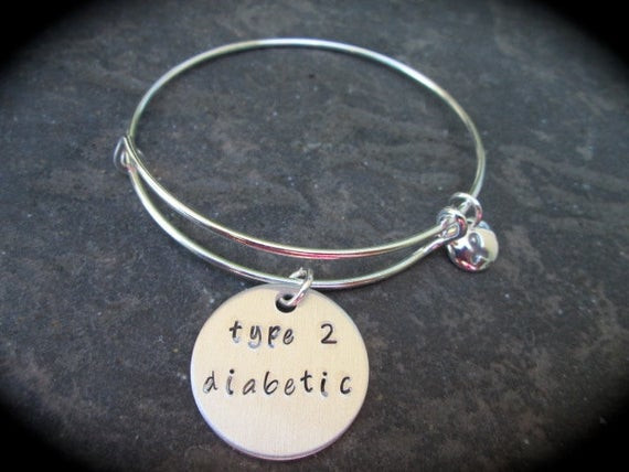 Type 2 Diabetes Bracelet
 Type 2 Diabetic Adjustable wire bangle bracelet with Gray