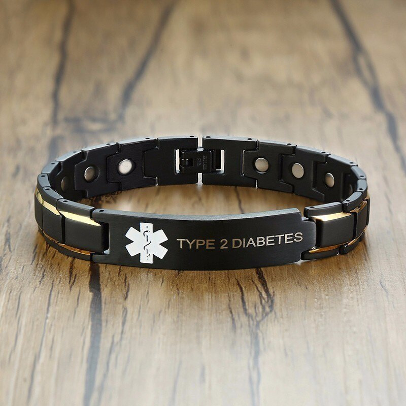 Type 2 Diabetes Bracelet
 Vnox Casual Mens Bracelets TYPE 2 DIABETES Stainless Steel