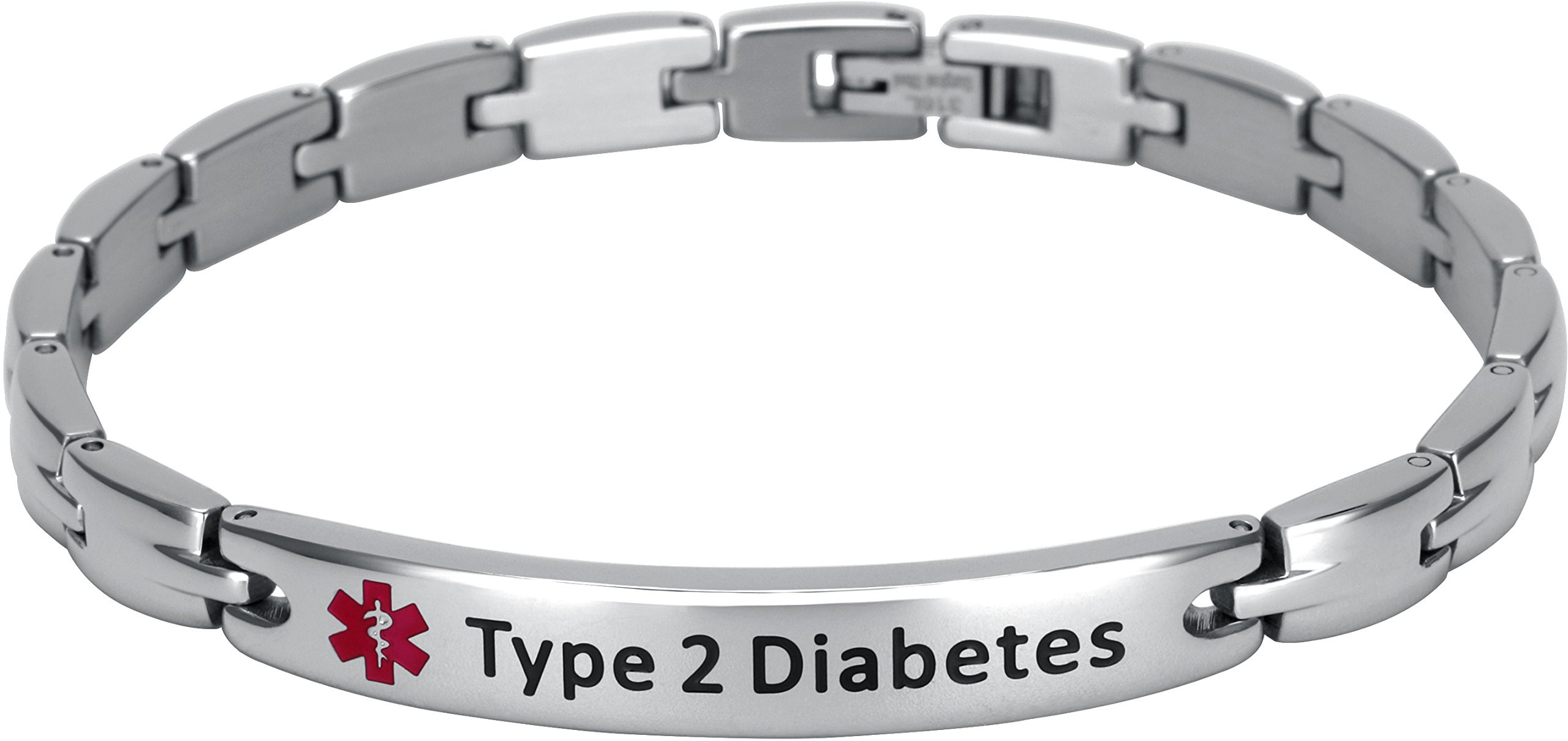 Type 2 Diabetes Bracelet
 Amazon Elegant Surgical Grade Steel Medical Alert ID