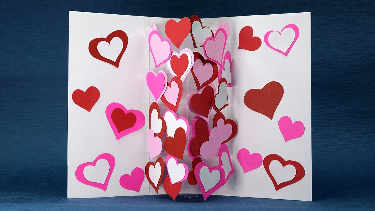 Valentines Day Cards Diy
 Homemade Valentine Card DIY Pop Up Heart Card Easy