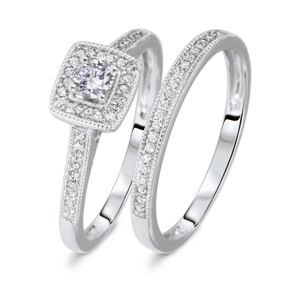 Wedding Ring Sets White Gold
 1 1 3 CT T W Round Cut Diamond La s Bridal Wedding