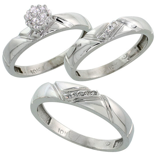 Wedding Rings Sets For Her
 Buy 10k White Gold Diamond Trio Engagement Wedding Ring