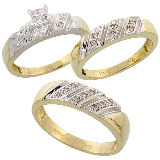 Wedding Rings Sets For Her
 Buy 10k Yellow Gold Trio Engagement Wedding Ring Set for