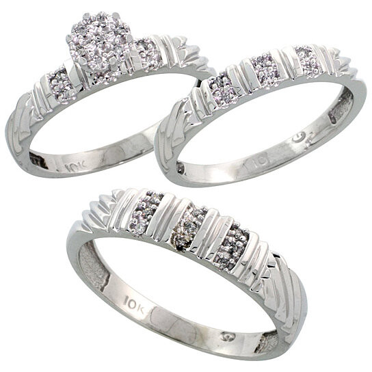 Wedding Rings Sets For Her
 Buy 10k White Gold Diamond Trio Engagement Wedding Ring