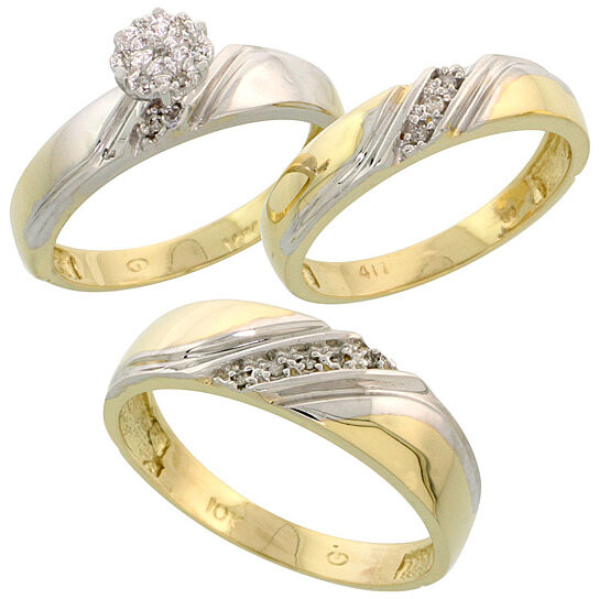 Wedding Rings Sets For Her
 Buy 10k Yellow Gold Diamond Trio Engagement Wedding Ring