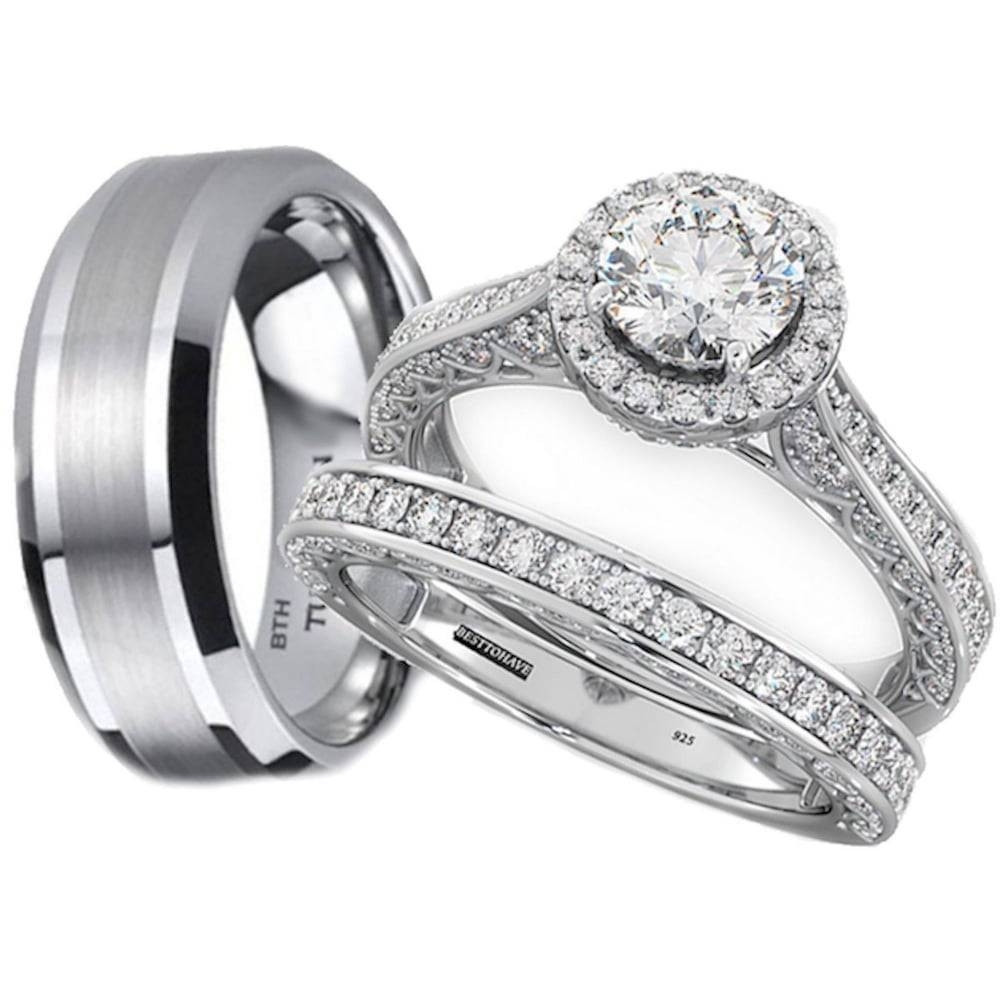Wedding Rings Sets For Her
 2019 Latest Tungsten Wedding Bands Sets His And Hers