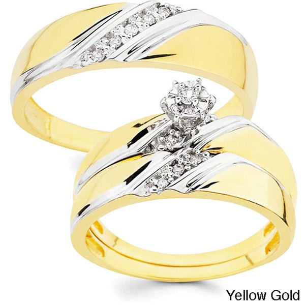 Wedding Rings Sets For Her
 Shop 10k Gold 1 10ct TDW His and Her Wedding Ring Set H I