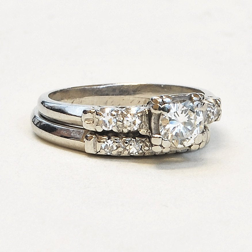 Wedding Rings Vintage
 Vintage Wedding Ring Set Platinum by SITFineJewelry on Etsy