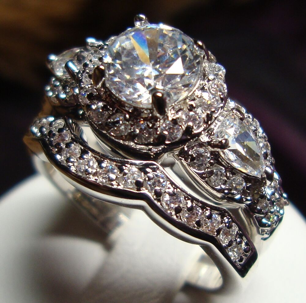 Wedding Rings Vintage
 Stunning CZ Vintage Style Women Engagement Wedding Rings