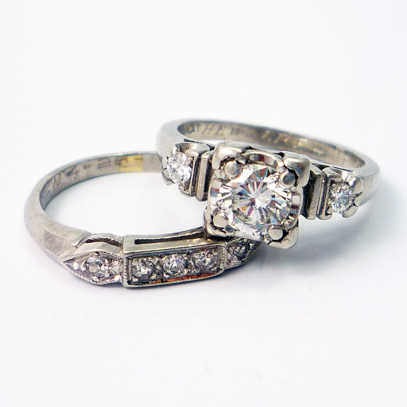 Wedding Rings Vintage
 Platinum Vintage Retro 1940s Diamond Engagement Wedding Ring