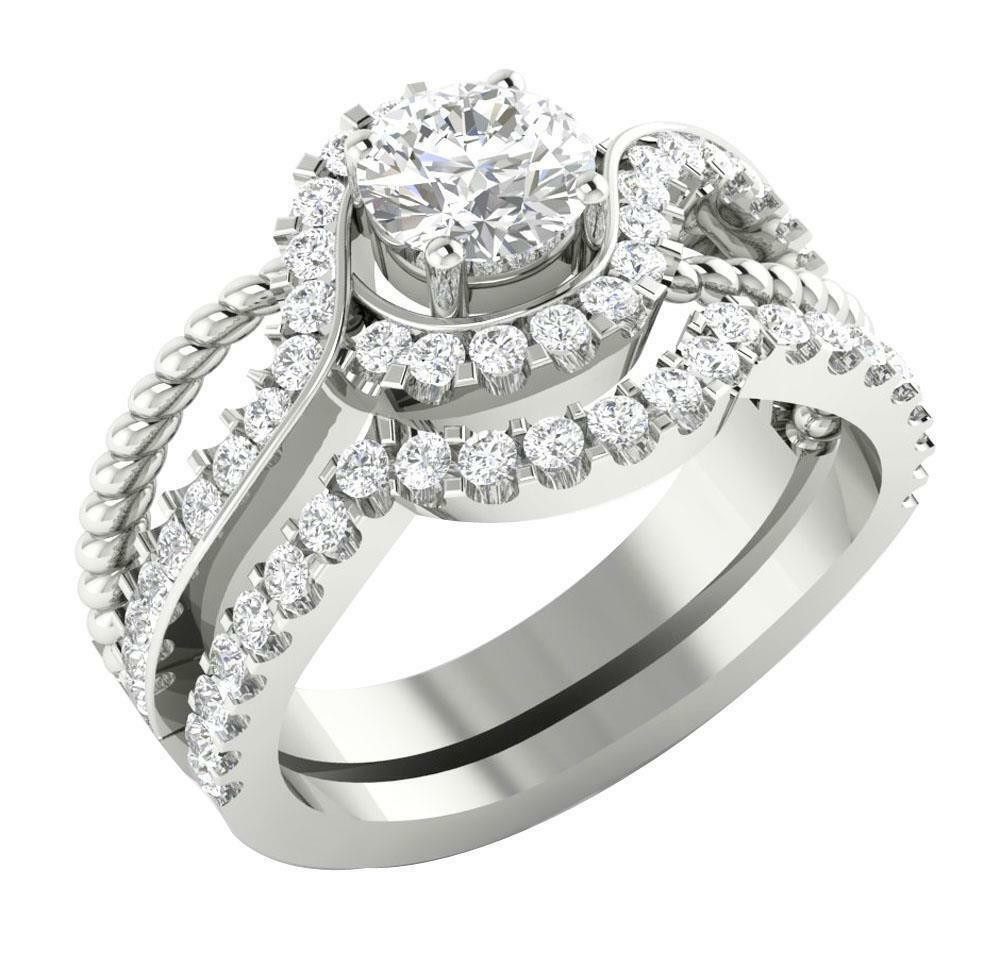 White Diamond Engagement Rings
 14K White Gold SI1 G 1 75TCW Real Diamond Unique Bridal