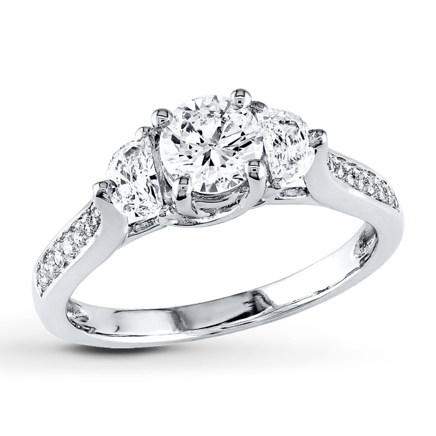 White Diamond Engagement Rings
 Diamond Engagement Ring 1 ct tw Round cut 14K White Gold