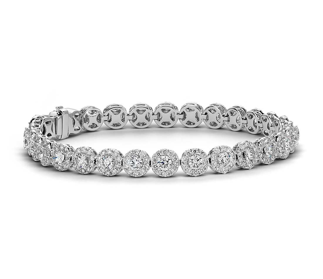 White Gold Bracelet With Diamonds
 Diamond Halo Bracelet in 18k White Gold 8 ct tw