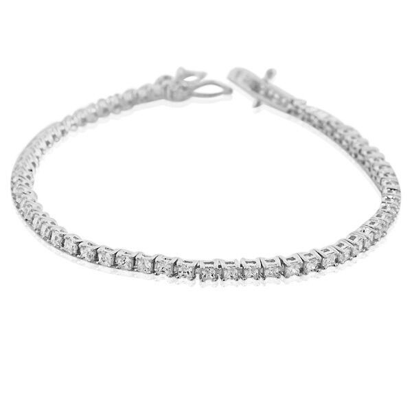 White Gold Bracelets Womens
 Sterling Silver White Gold Classic White Crystals CZ