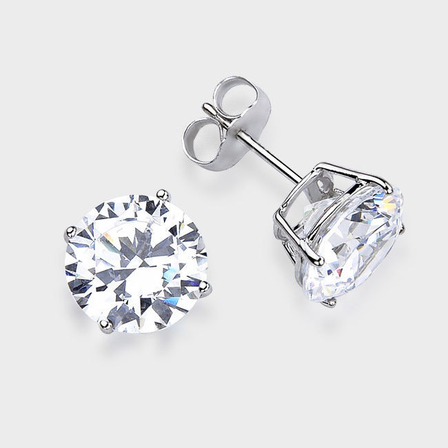 White Gold Stud Earrings
 14kt Solid White Gold SuperBright Clear CZ Stud Earrings