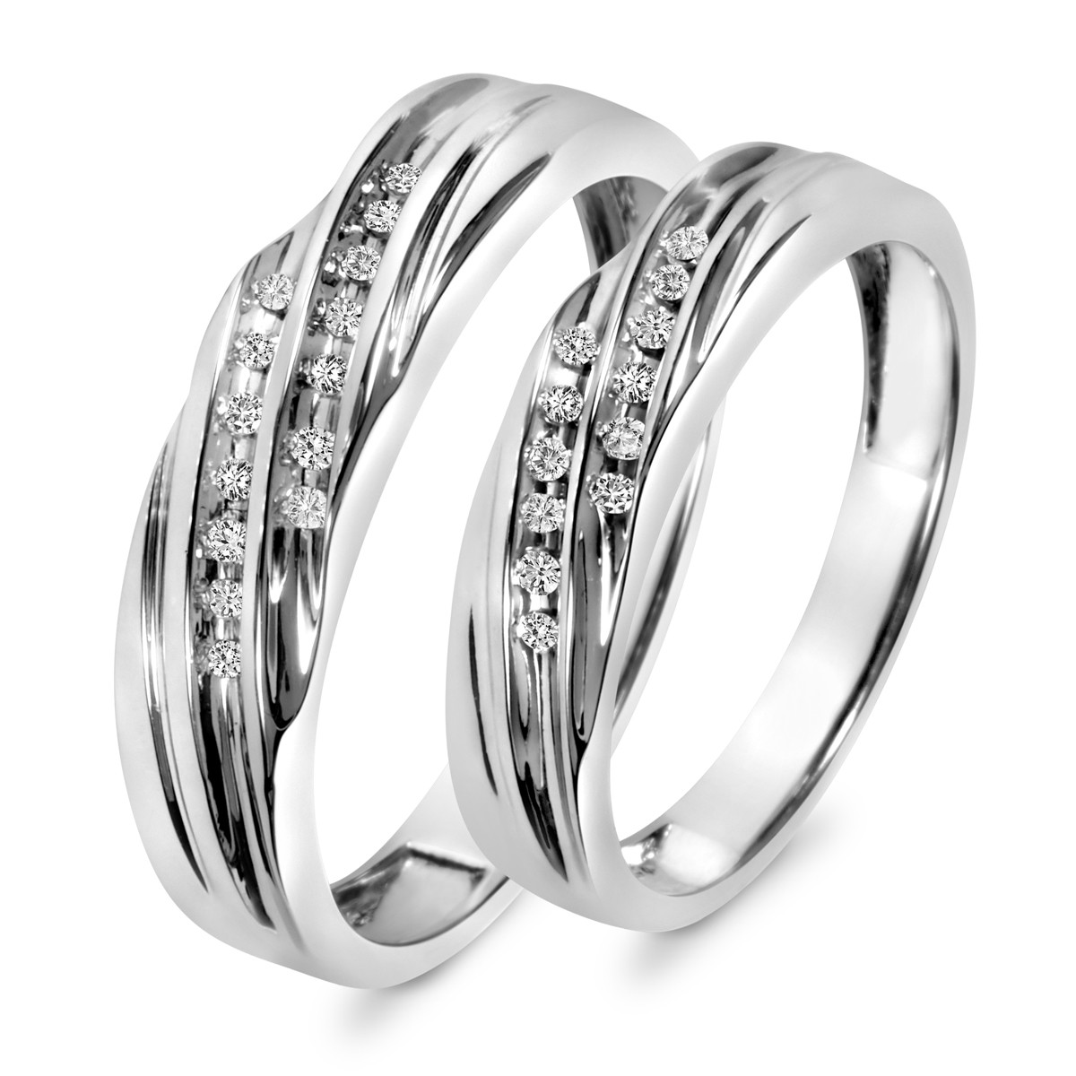 White Gold Wedding Ring Sets His And Hers
 1 1 7 Carat T W Diamond His And Hers Wedding Band Set 10K