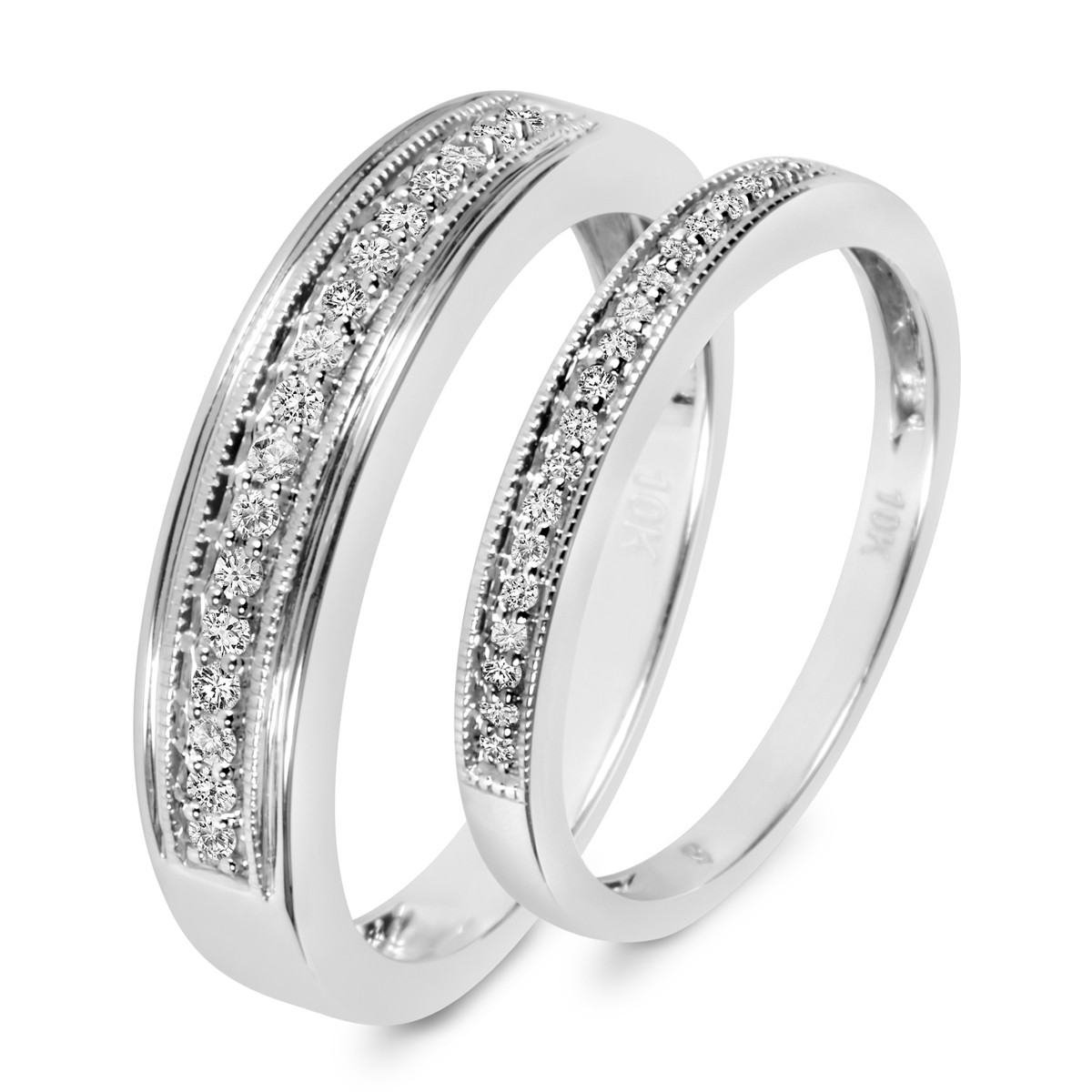 White Gold Wedding Ring Sets His And Hers
 1 4 CT T W Diamond His And Hers Wedding Band Set 14K