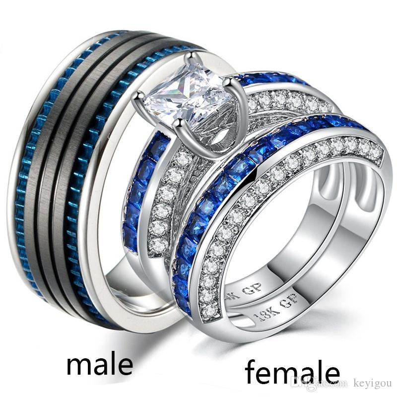 White Gold Wedding Ring Sets His And Hers
 2019 Sz6 12 TWO RINGS Couple Rings His Hers White Gold