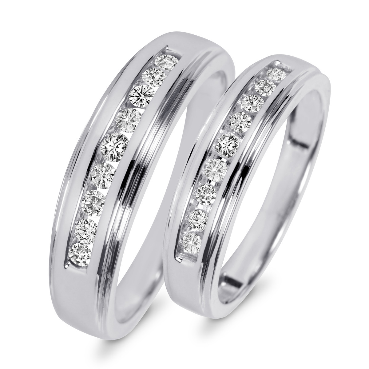White Gold Wedding Ring Sets His And Hers
 3 8 Carat T W Diamond His And Hers Wedding Band Set 10K