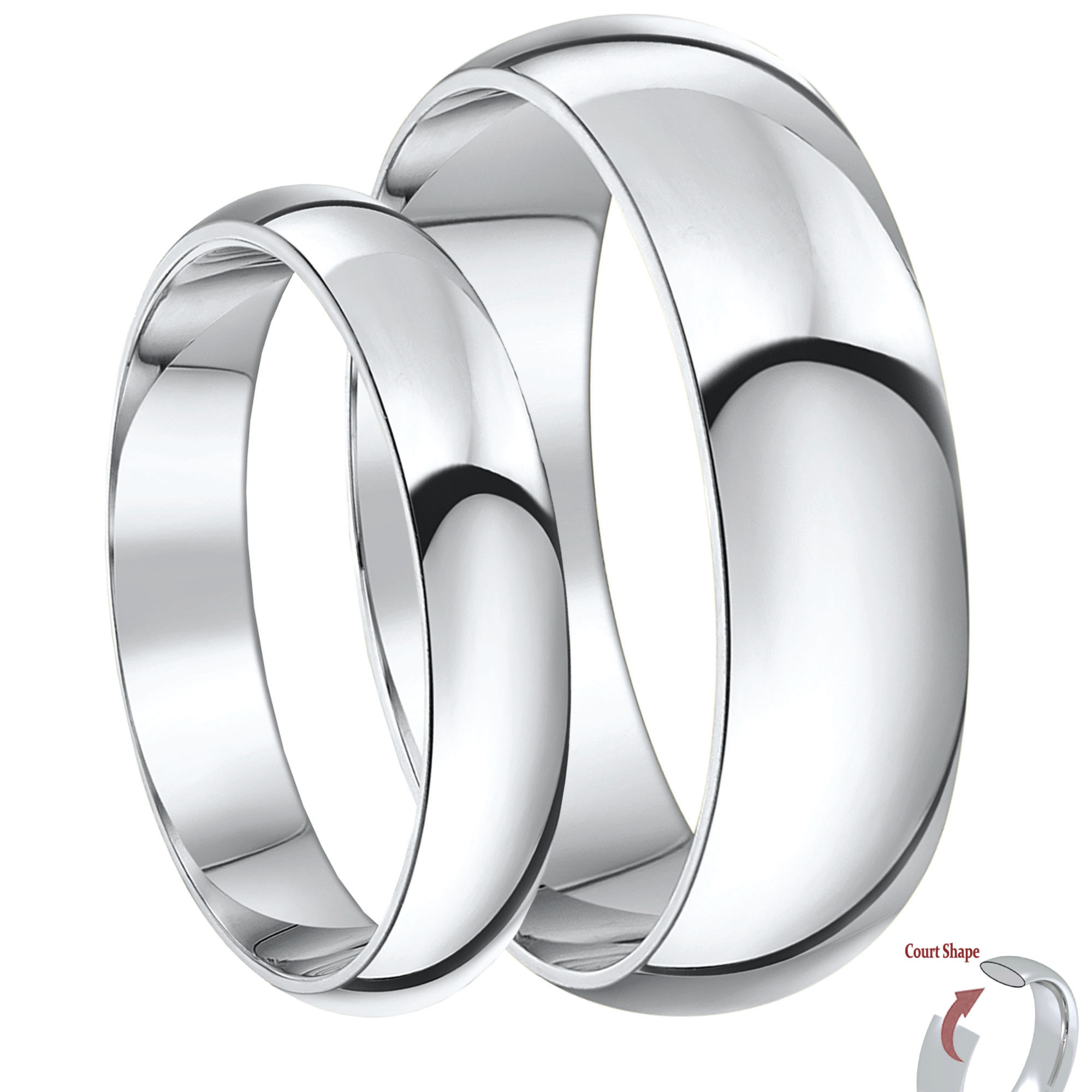 White Gold Wedding Ring Sets His And Hers
 His & Hers 4&6mm 9ct White Gold Court Shaped Wedding Ring