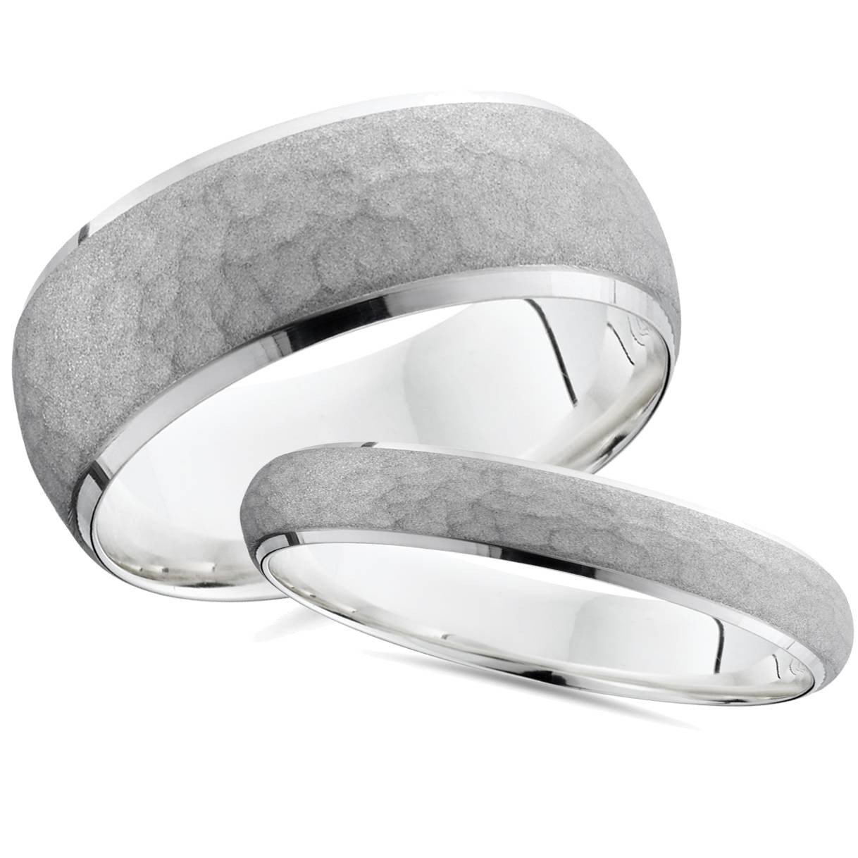 White Gold Wedding Ring Sets His And Hers
 Matching Hammered White Gold His Hers Wedding Band Set