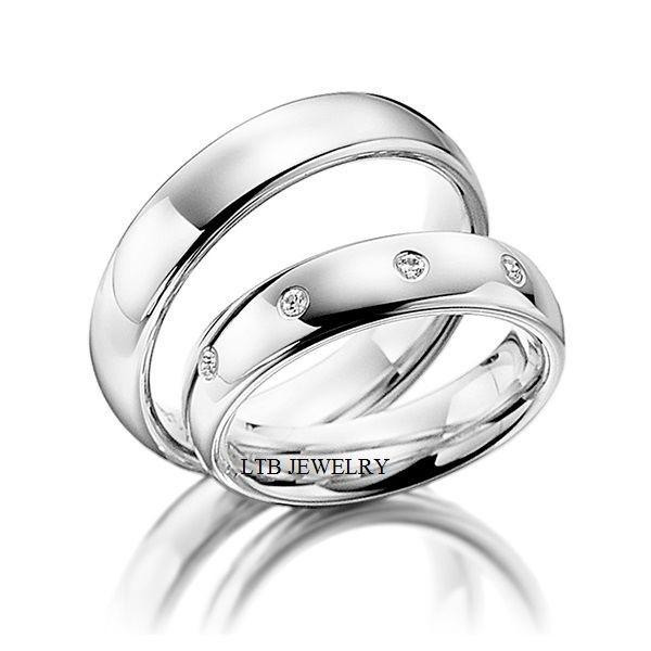 White Gold Wedding Ring Sets His And Hers
 His and Hers Matching Wedding Bands Set 10K White Gold