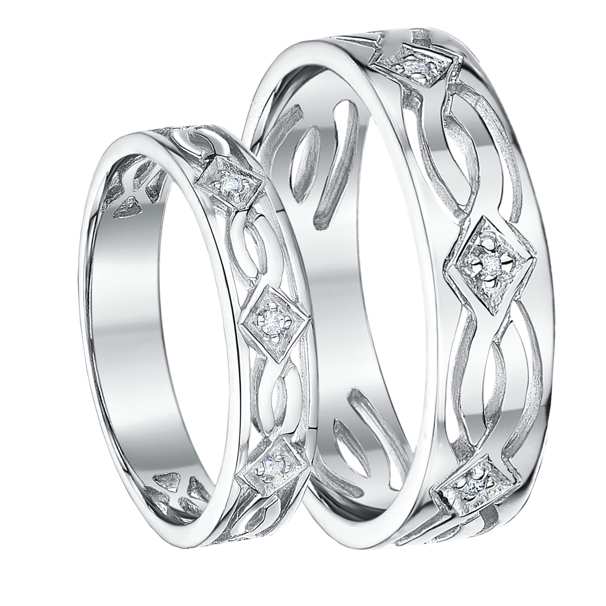 White Gold Wedding Ring Sets His And Hers
 His & Hers White Gold Wedding Rings Matching Sets For