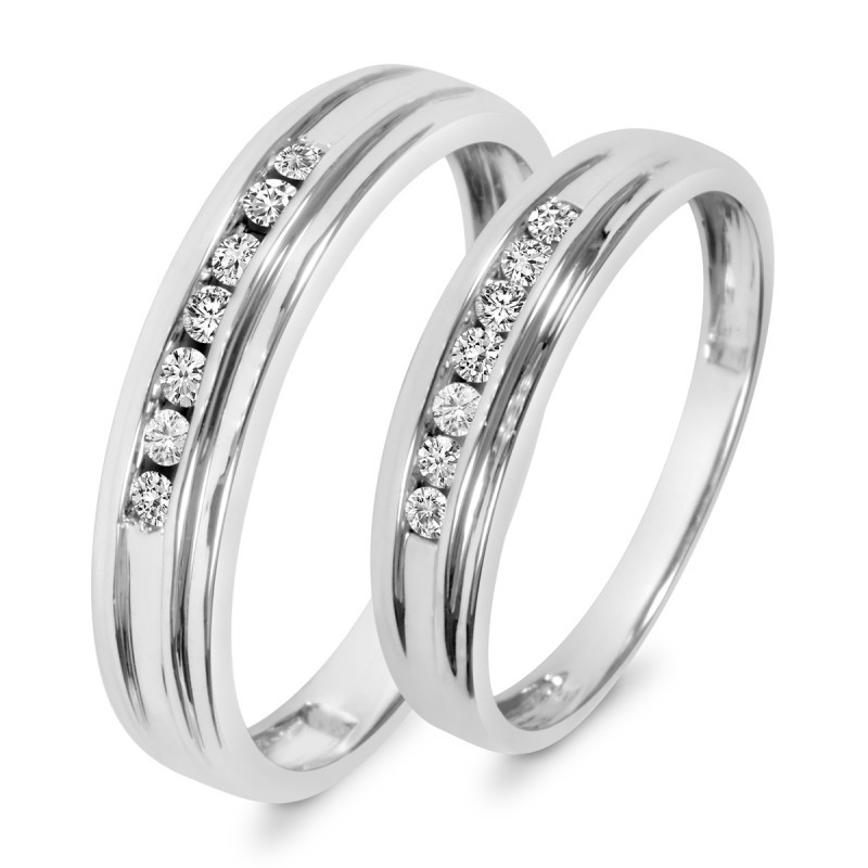 White Gold Wedding Ring Sets His And Hers
 1 3 CT T W Diamond His And Hers Wedding Band Set 10K