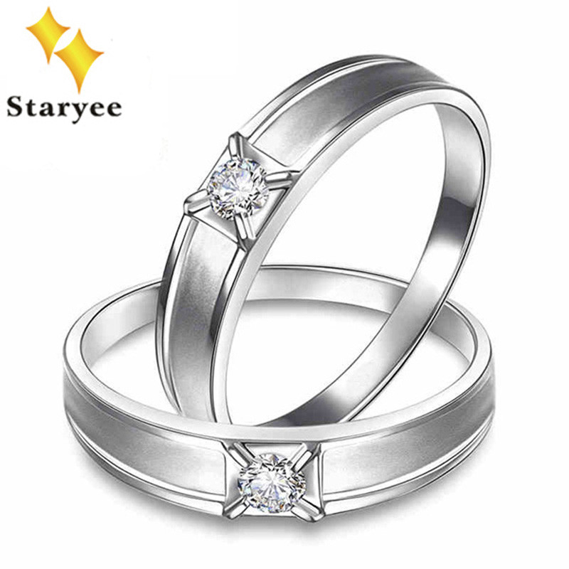 White Gold Wedding Ring Sets His And Hers
 Elegant Solid 18K Pure White Gold His and hers Lovers