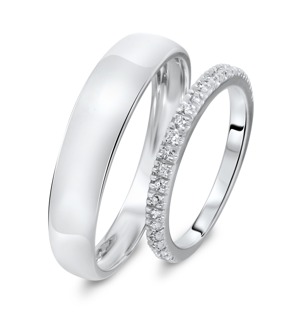 White Gold Wedding Ring Sets His And Hers
 1 4 Carat T W Round Cut Diamond His And Hers Wedding Band
