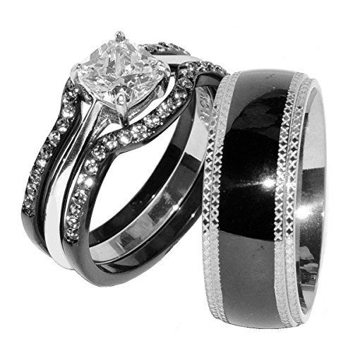 White Gold Wedding Ring Sets His And Hers
 Wedding ring Stainless steel and Steel on Pinterest