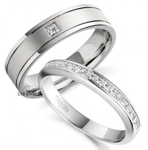 White Gold Wedding Ring Sets His And Hers
 18K WHITE GOLD HIS & HERS MENS WOMENS WEDDING BANDS RINGS