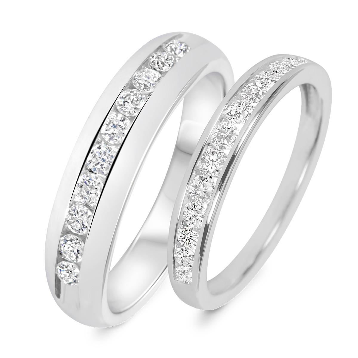 White Gold Wedding Ring Sets His And Hers
 7 8 Carat T W Diamond His And Hers Wedding Band Set 14K