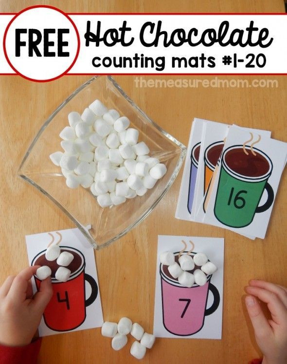 Winter Activities For Preschoolers
 Hot Chocolate Math free printable counting mats