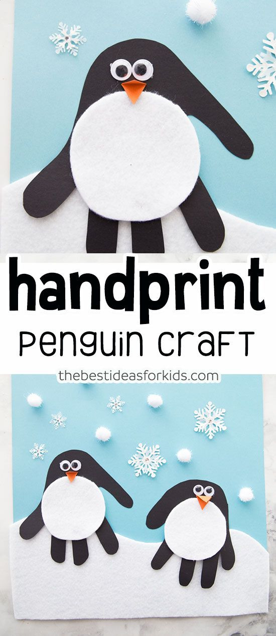 Winter Art And Craft For Toddlers
 Handprint Penguin