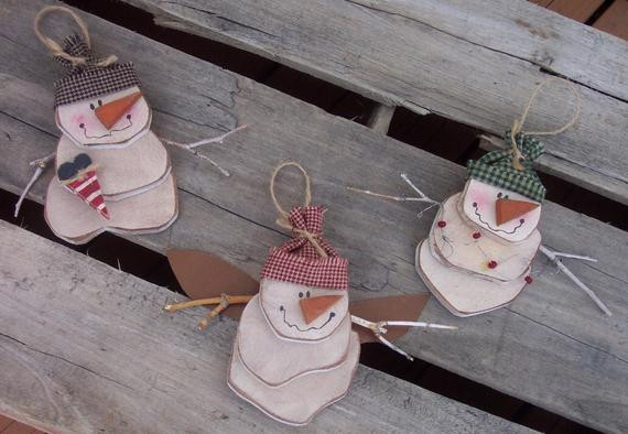 Winter Wood Crafts
 Items similar to Snowman Christmas Ornaments Wood Craft
