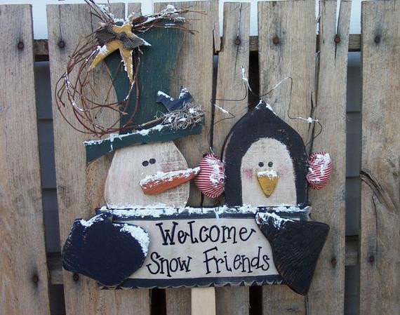 Winter Wood Crafts
 Items similar to Penguin & Snowman Yard Stake Wood Craft