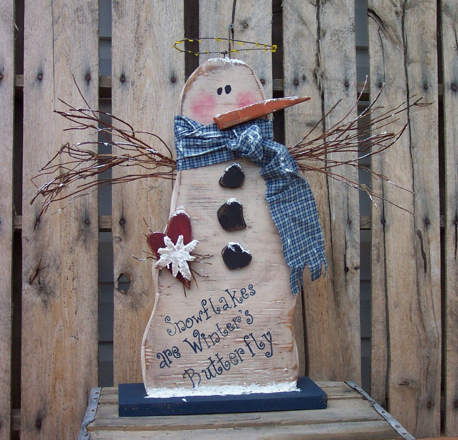 Winter Wood Crafts
 Snowman Angel Wood Craft Pattern for Winter by
