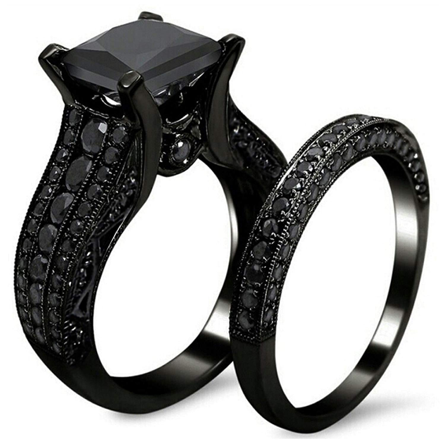 Womens Black Wedding Rings
 women s gothic retro black gold wedding engagement band