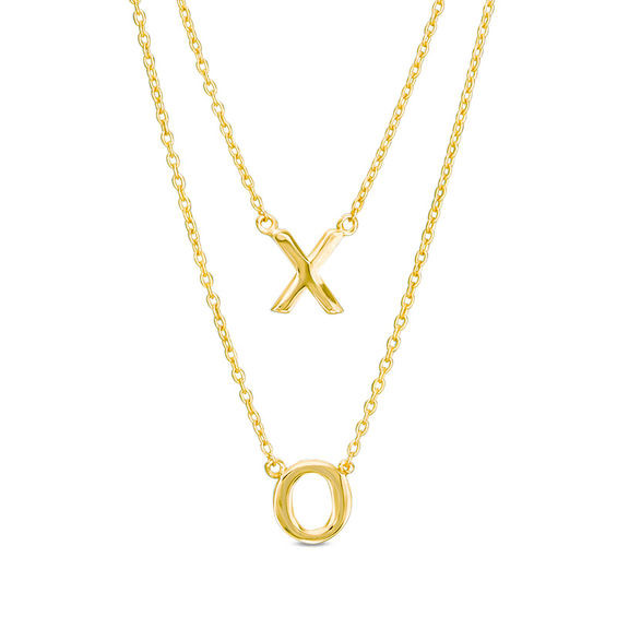 X And O Necklace
 "X" and "O" Double Strand Necklace in 10K Gold 17