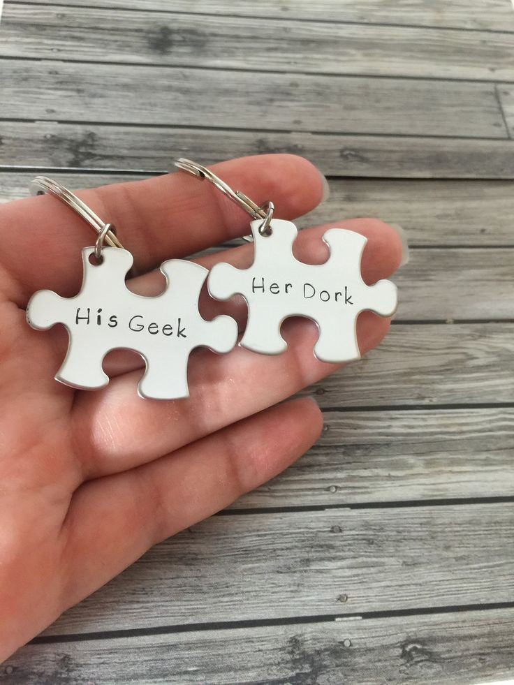 Birthday Gift Ideas For Couples
 His Geek Her Dork Couples Keychains Puzzle Pieces