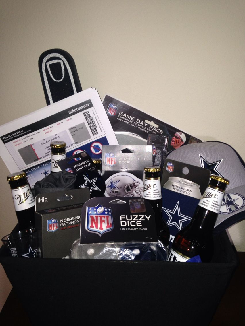 Cowboys Gift Ideas
 Dallas Cowboys t basket with game day tickets