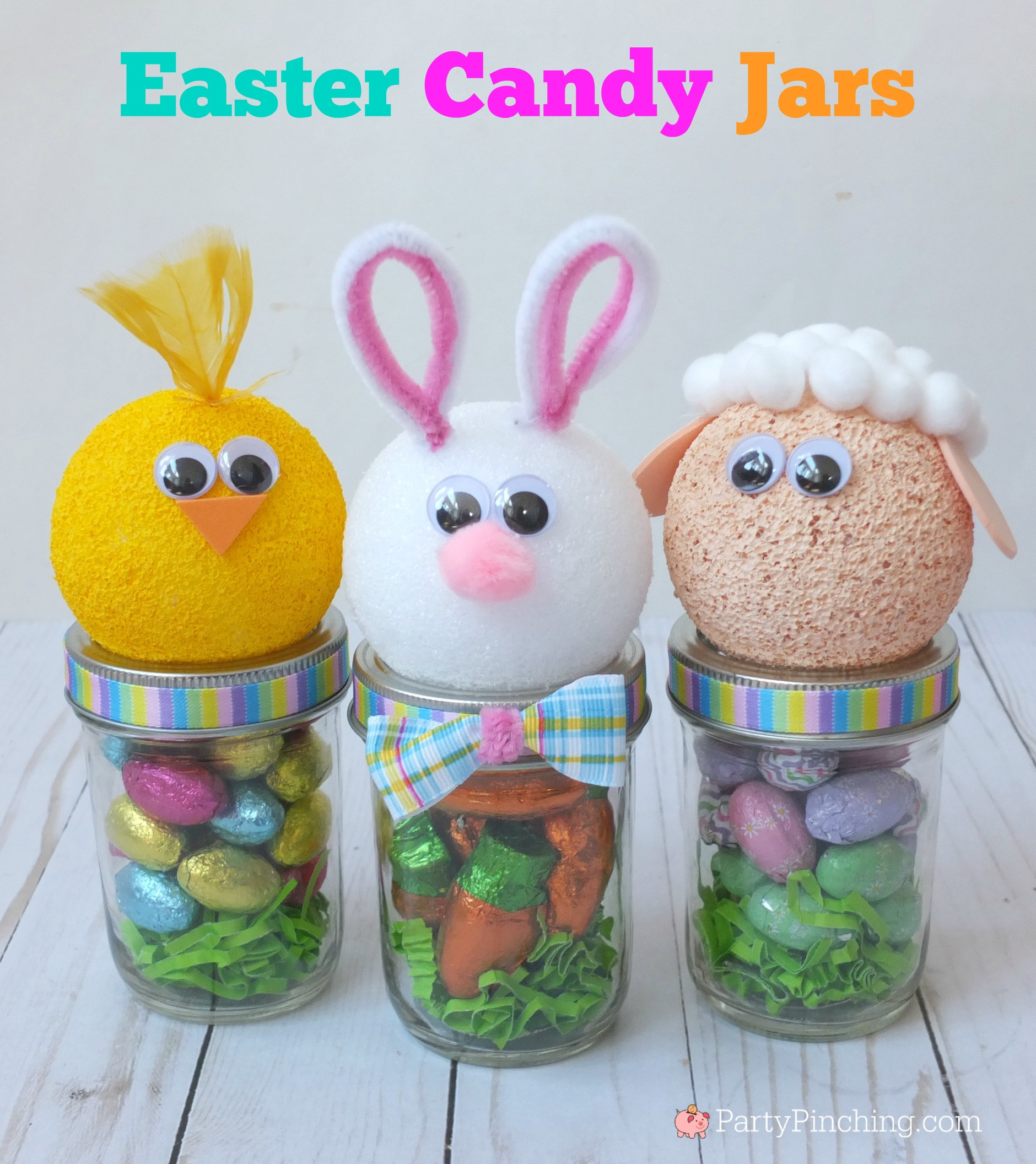 Easter Candy Crafts
 Easter mason candy jars best DIY Easter basket ideas