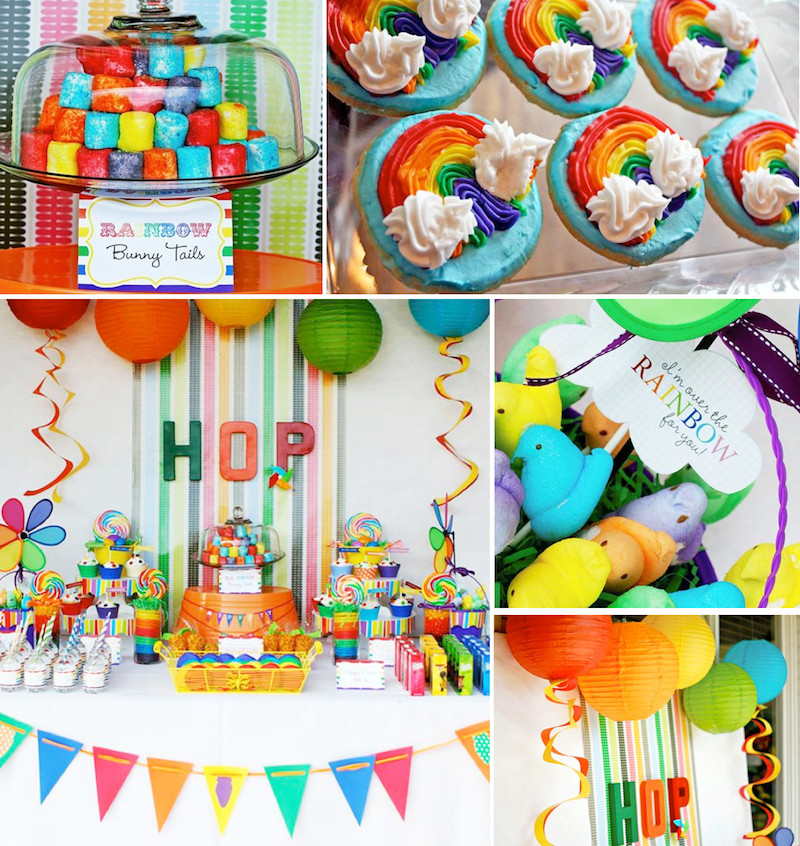 Easter Egg Birthday Party Ideas
 Kara s Party Ideas Rainbow Easter Hop Girl Boy Colorful
